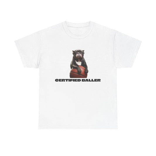 Bulldog 'Certified Baller' T-Shirt - Funny Basketball Dog Tee