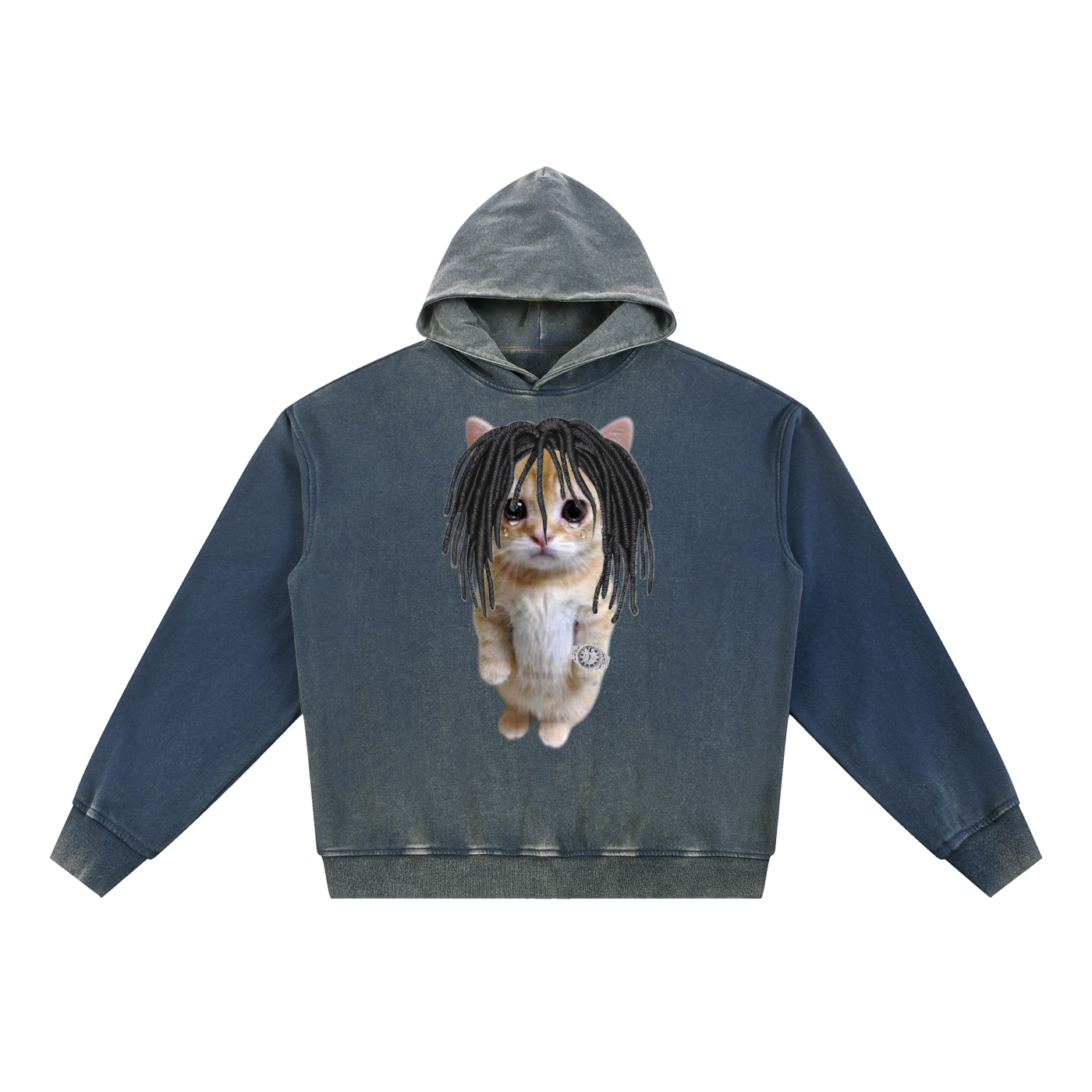 Vintage Washed Gradient Fleece Hoodie