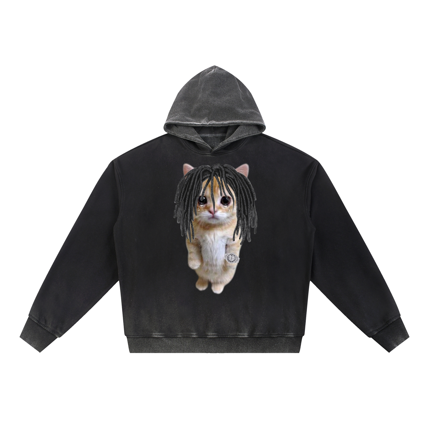 Vintage Washed Gradient Fleece Hoodie
