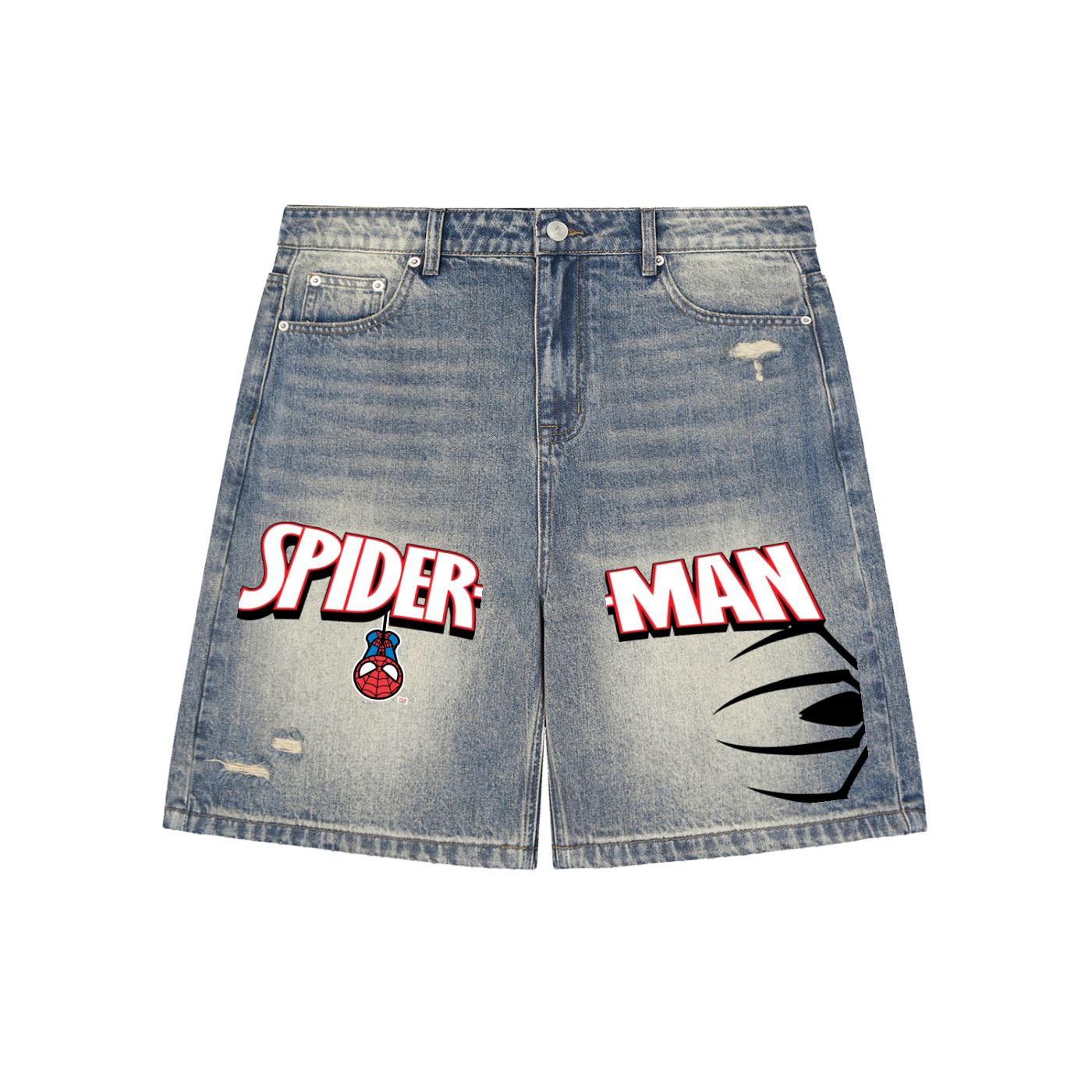 Faded Distressed Baggy Denim Shorts