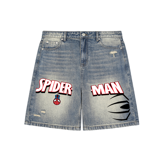 Faded Distressed Baggy Denim Shorts