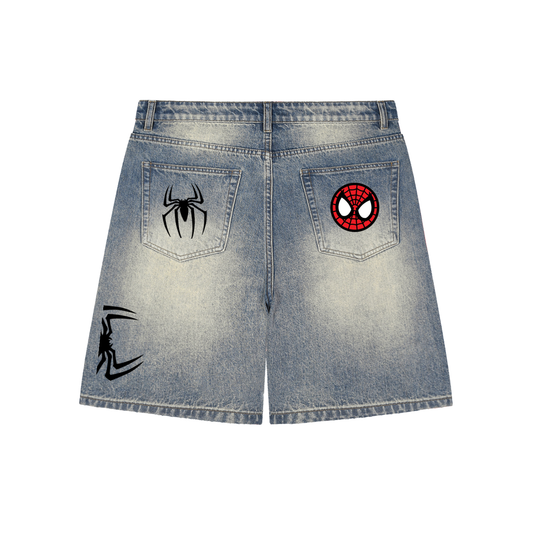 Faded Distressed Baggy Denim Shorts
